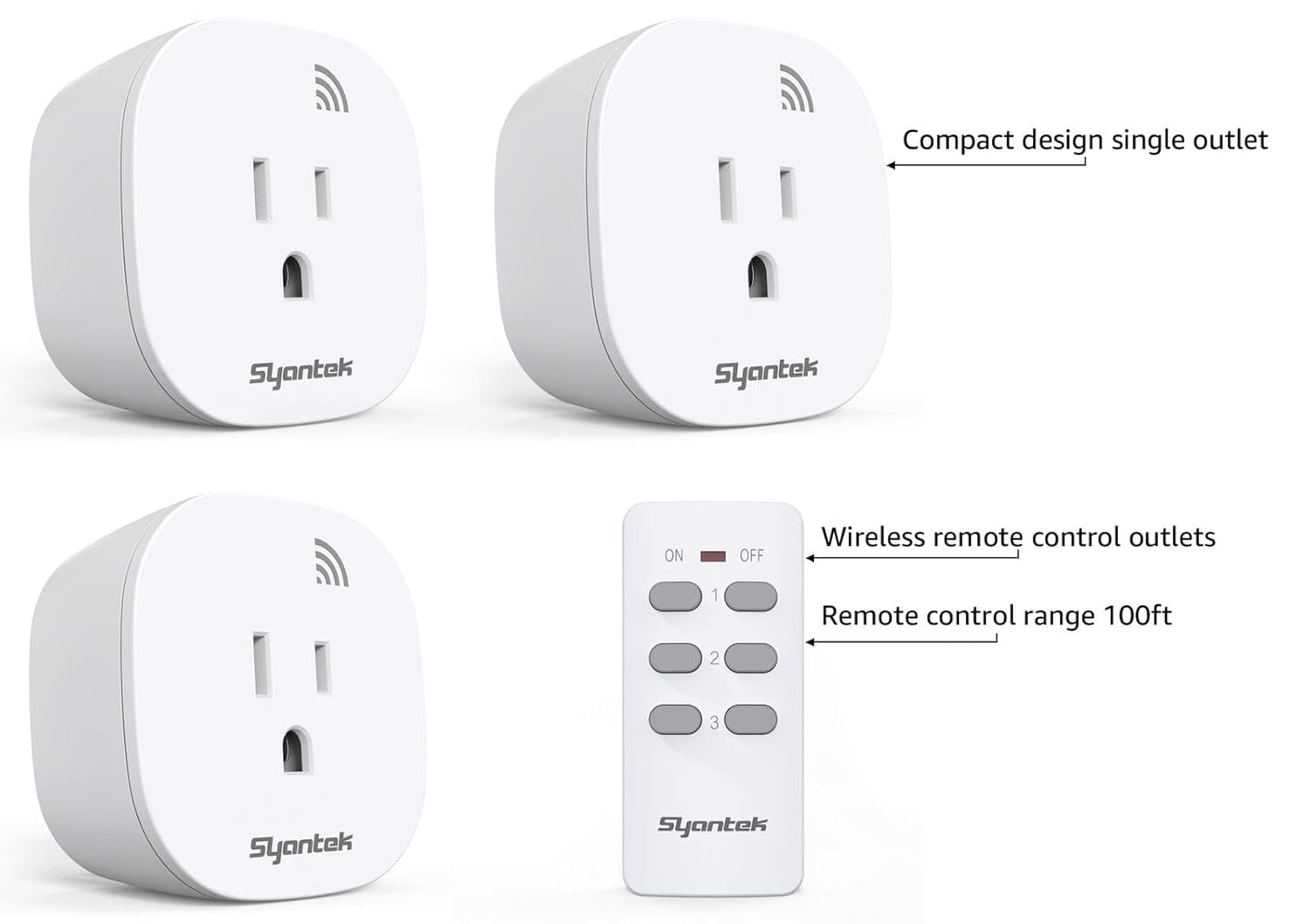 Hard-to-Reach Outlets Remote Control Plug (RF, 3+1/Single Plug, Dual-Channel, Long-Range)