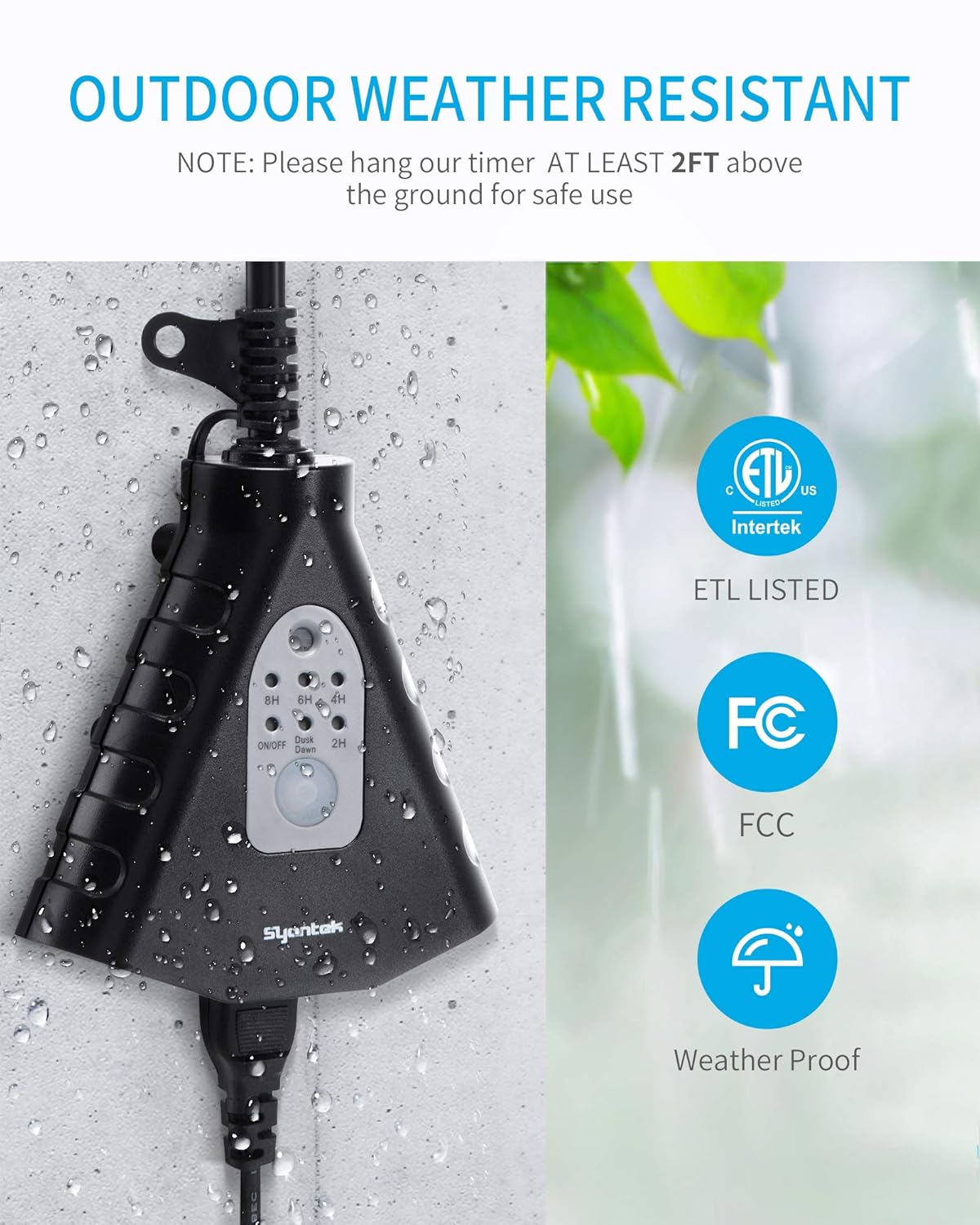 Syantek Outdoor Remote Control Outlet (3 Grounded Outlets +1 Remote)