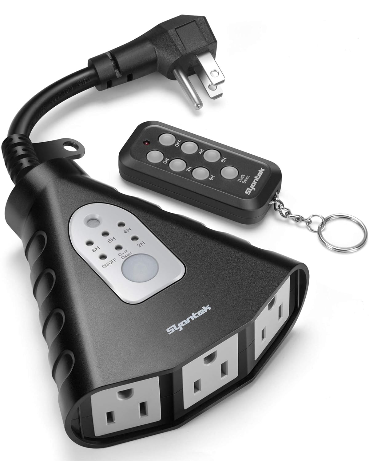Outdoor Holiday Yard &amp; Inflatables Outlet (RF Remote, Photocell + Countdown, Smart App Control, Weather-Resistant, 3-Outlets Sync)
