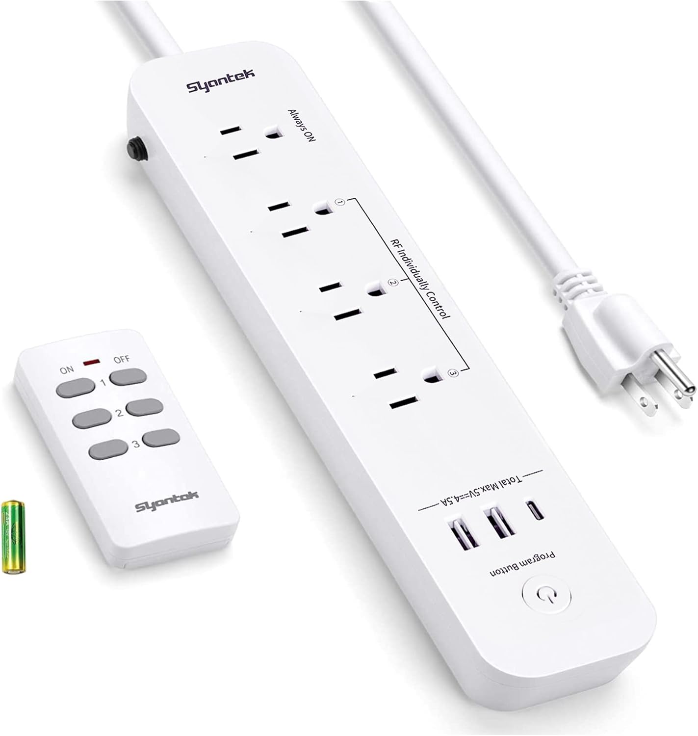 Remote Control Power Strip &amp; Dual-Channel Outlet (RF, Desk &amp; Home Office, USB &amp; Surge Options, One-Tap Control, 100–200-ft Range)