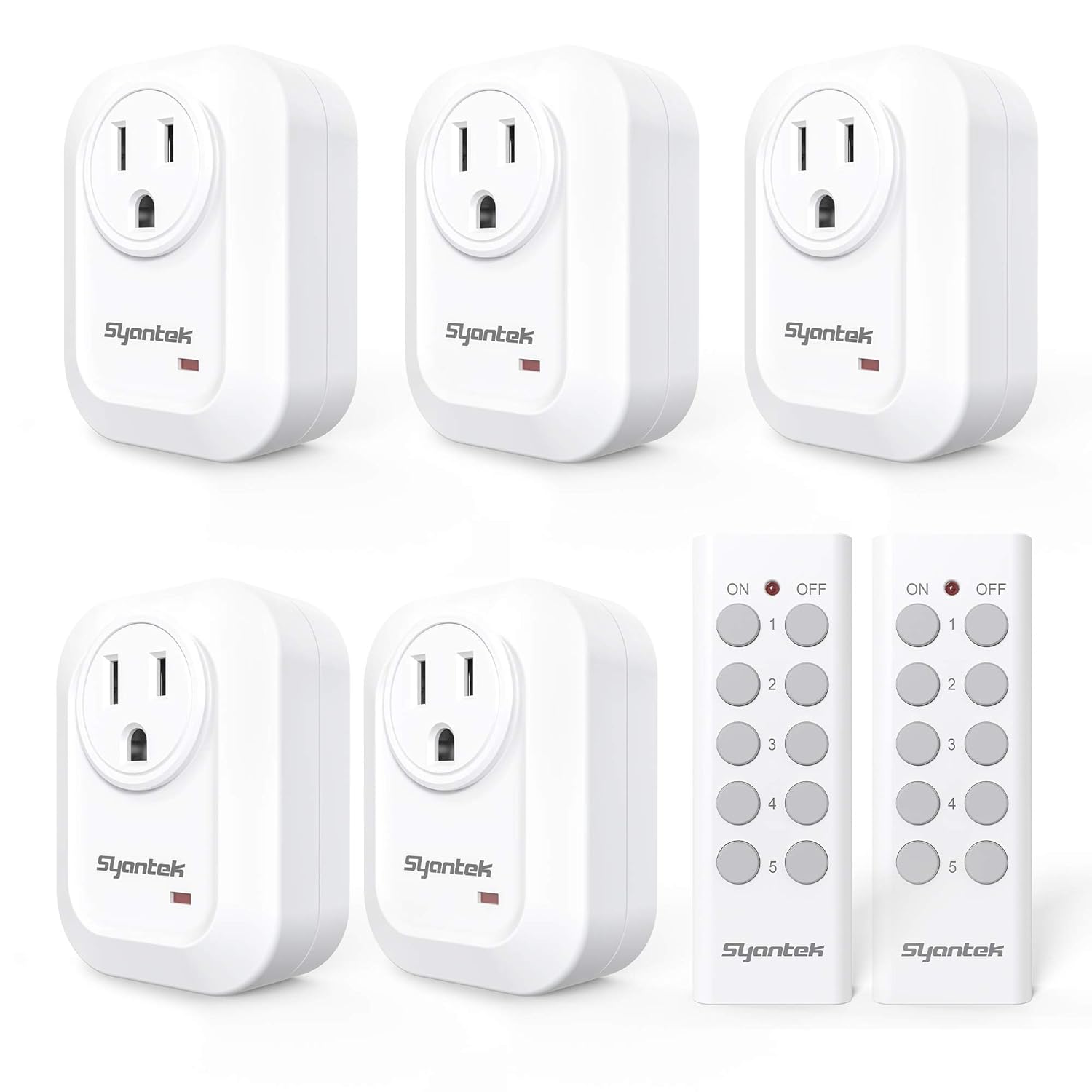 Hard-to-Reach Outlets Remote Control Plug (RF, Multi-Outlet 5+2 / 3+1 / Single Plug, Dual-Channel Options, Indoor Lamp Control, Long-Range, Pre-Paired)