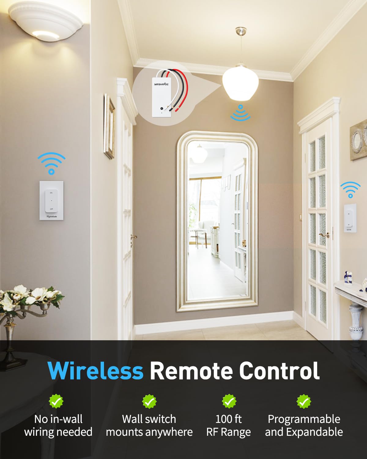 Hard-to-Reach Outlets Remote Control Plug (RF, Multi-Outlet 5+2 / 3+1 / Single Plug, Dual-Channel Options, Indoor Lamp Control, Long-Range, Pre-Paired)