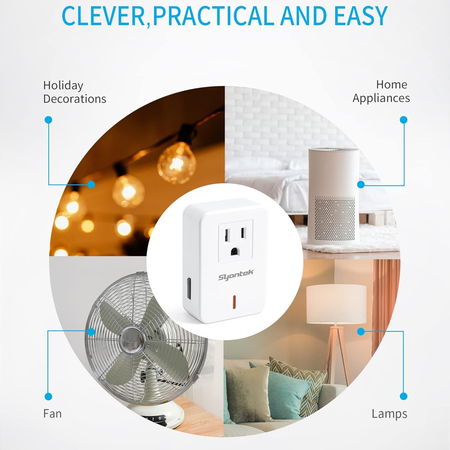 Lamps & Bedside Remote Control Outlet Kit (RF, Multi-Outlet 5+2 Option, Indoor Lamp Control, Long-Range, Pre-Paired)