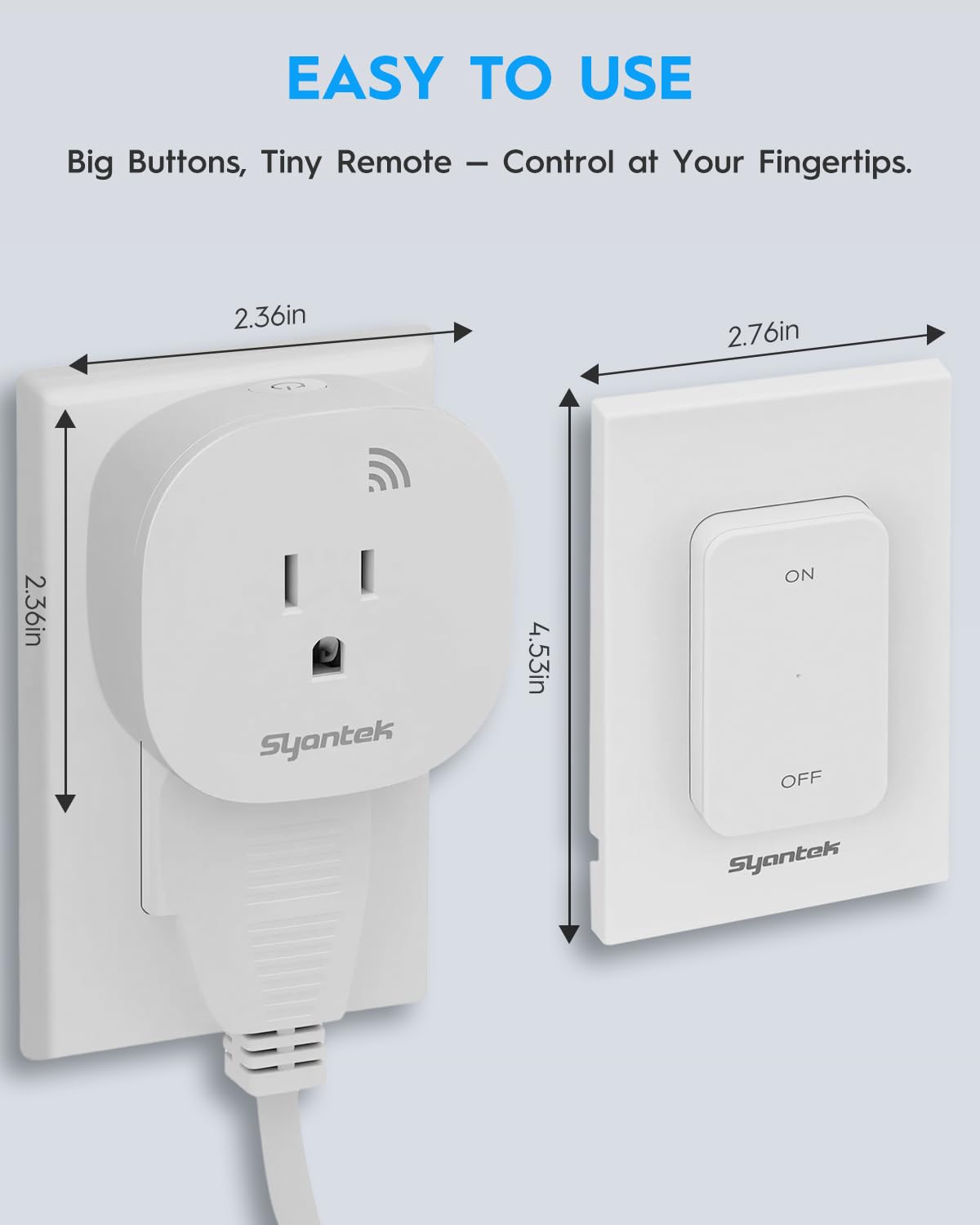 Wireless 3-Way Alternative Light Switch Kit (Plug-In Receiver + Detachable Wall Switch, Up to 200-ft RF, No Rewiring, ETL/FCC, Stairway &amp; Hallway Control)