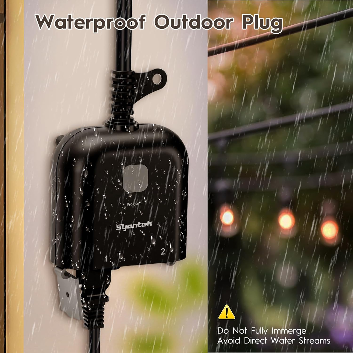 Outdoor Holiday Yard &amp; Inflatables Outlet (RF Remote, Photocell + Countdown, Smart App Control, Weather-Resistant, 3-Outlets Sync)