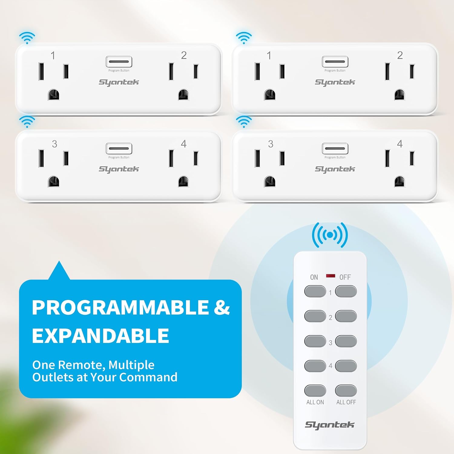 Dual-Channel Remote Outlet &amp; Power Strip (RF, Home Office &amp; Desk, USB &amp; Surge Options, Independent A/B Control, 100–200-ft Range)