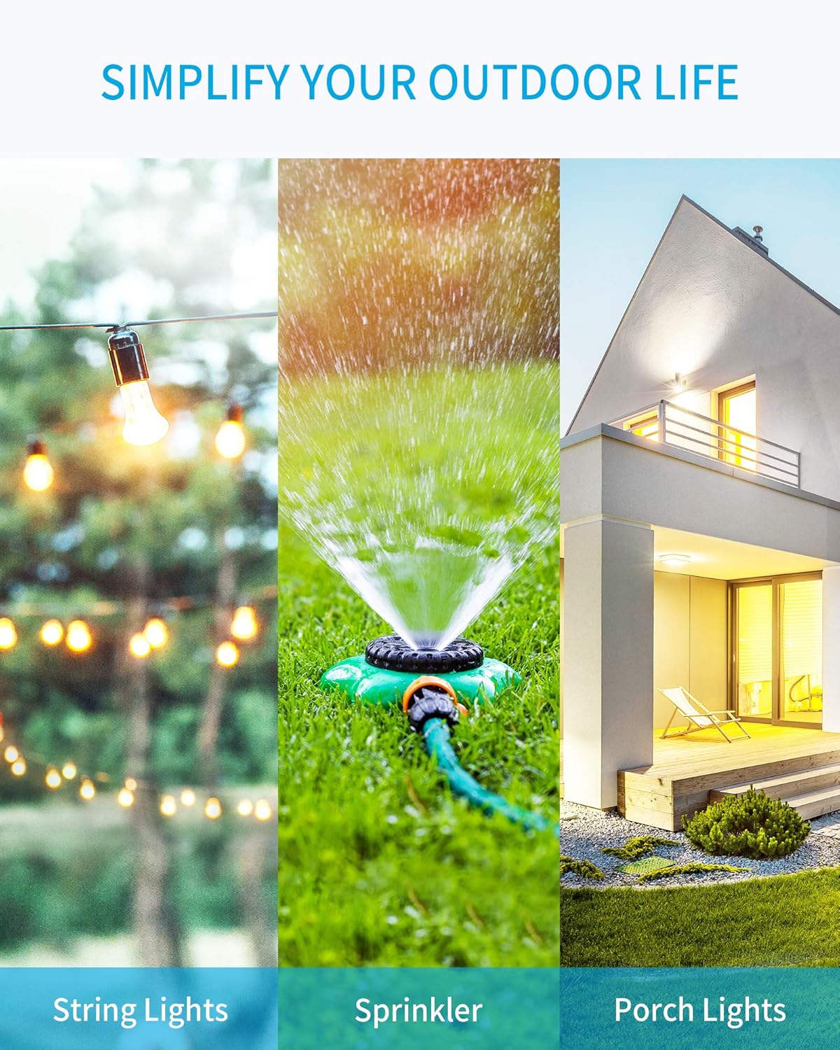 Outdoor Holiday Yard &amp; Inflatables Outlet (RF Remote, Photocell + Countdown, Smart App Control, Weather-Resistant, 3-Outlets Sync)
