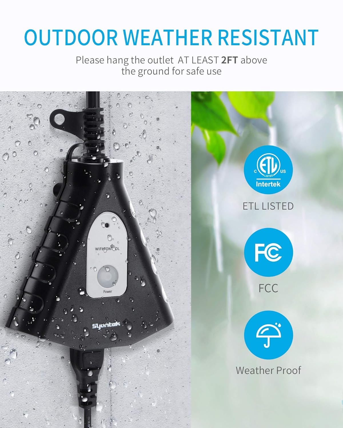 Outdoor Holiday Yard &amp; Inflatables Smart Plug (App &amp; Voice Control, RF Remote, Photocell + Countdown, Weather-Resistant, 3-Outlets Sync)