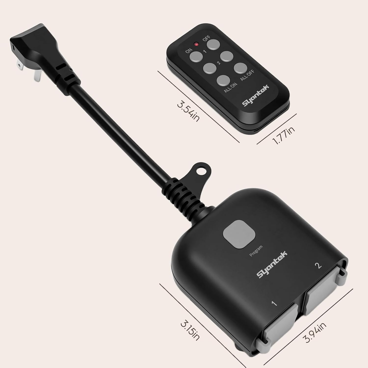 Outdoor Holiday Yard &amp; Inflatables Outlet (RF Remote, Photocell + Countdown, Smart App Control, Weather-Resistant, 3-Outlets Sync)