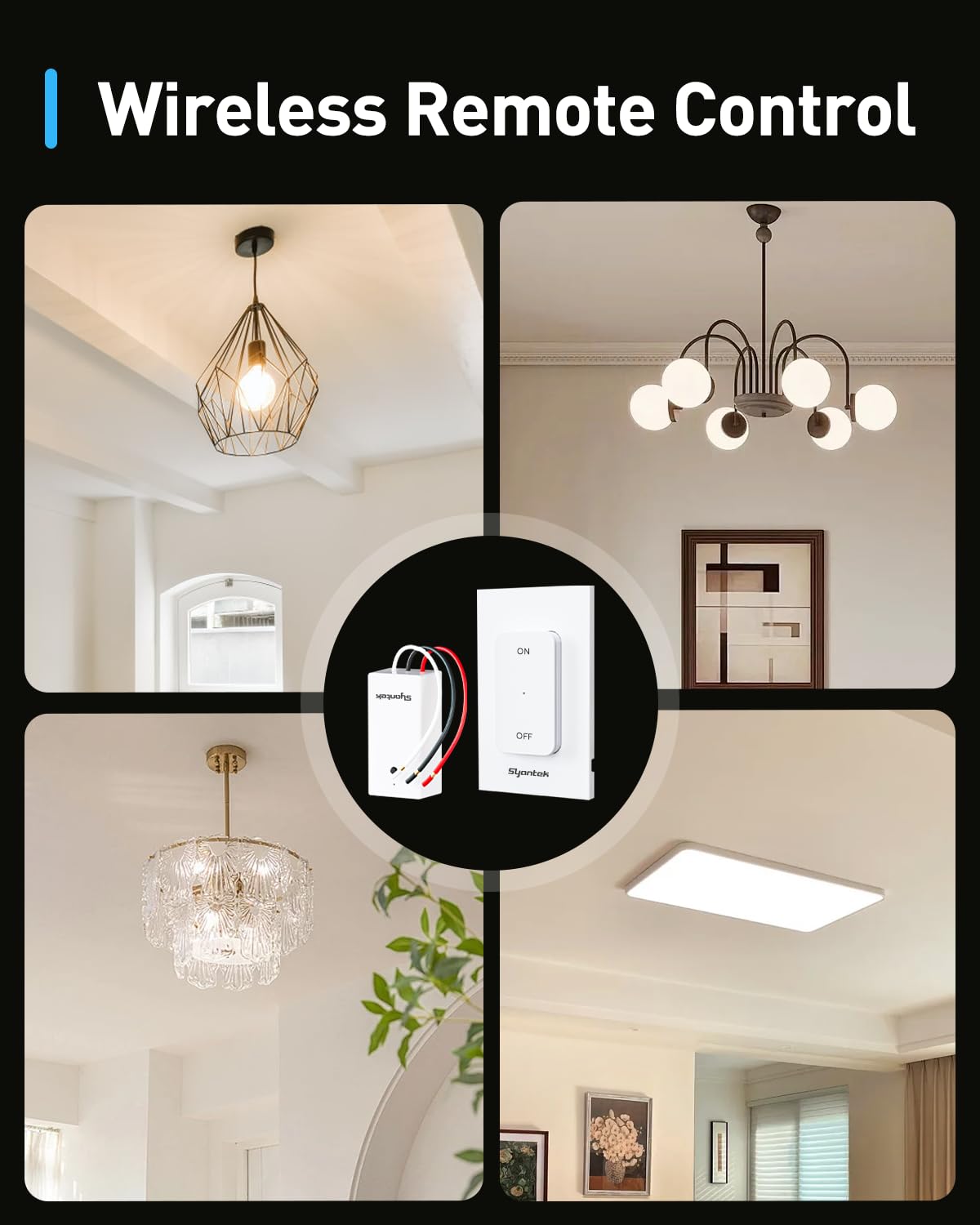 Hard-to-Reach Outlets Remote Control Plug (RF, Multi-Outlet 5+2 / 3+1 / Single Plug, Dual-Channel Options, Indoor Lamp Control, Long-Range, Pre-Paired)