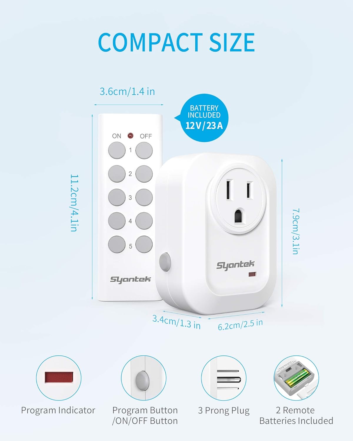 Hard-to-Reach Outlets Remote Control Plug (RF, Multi-Outlet 5+2 / 3+1 / Single Plug, Dual-Channel Options, Indoor Lamp Control, Long-Range, Pre-Paired)
