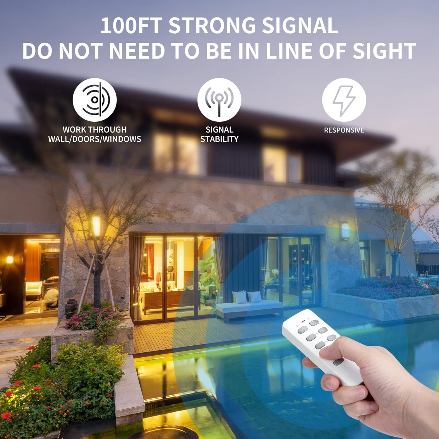 Lamps & Bedside Remote Control Outlet Kit (RF, Multi-Outlet 5+2 Option, Indoor Lamp Control, Long-Range, Pre-Paired)