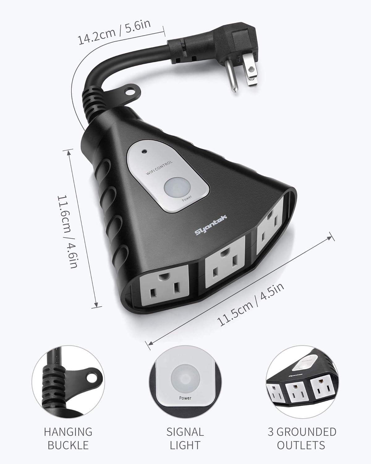 Outdoor Holiday Yard &amp; Inflatables Smart Plug (App &amp; Voice Control, RF Remote, Photocell + Countdown, Weather-Resistant, 3-Outlets Sync)