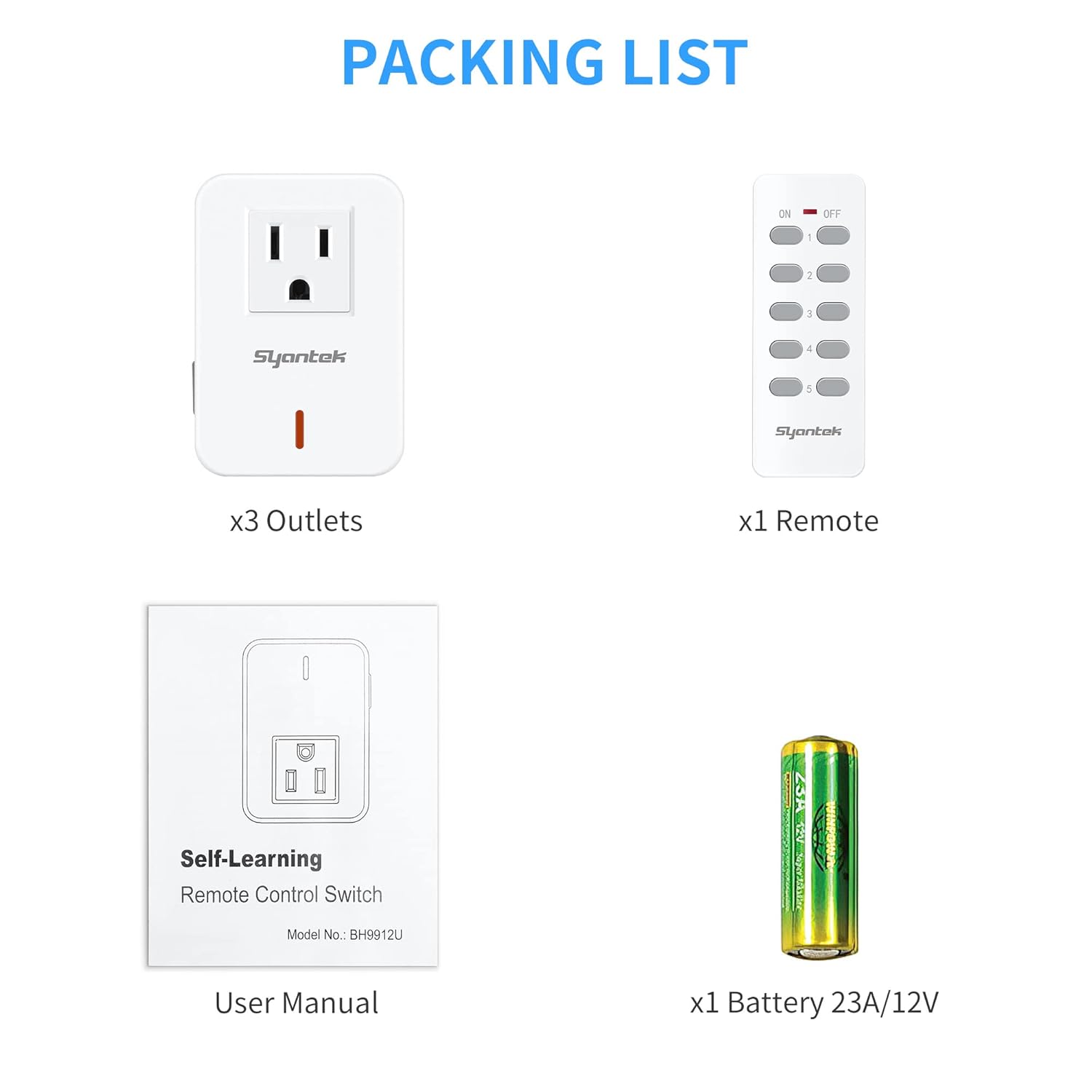 Lamps & Bedside Remote Control Outlet Kit (RF, Multi-Outlet 5+2 / 3+1 / Single Plug Options, Indoor Lamp Control, Long-Range, Pre-Paired)