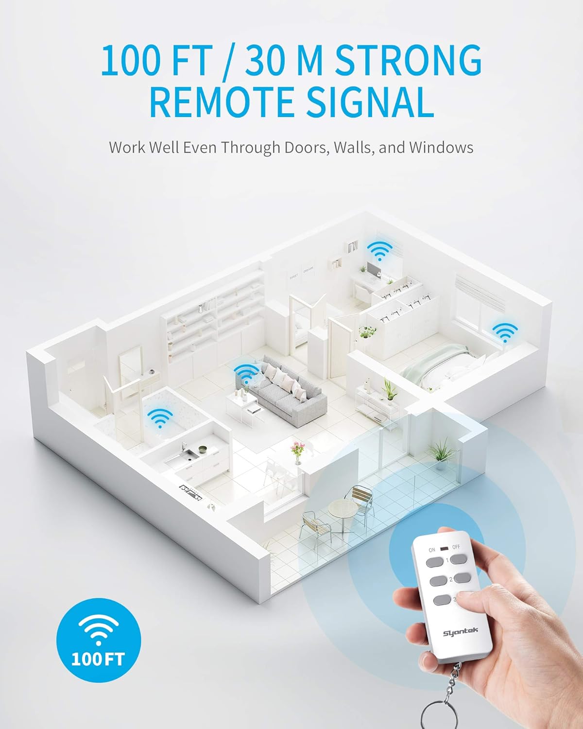  remote outlet kit, 5 outlets and 2 remotes, etl fcc