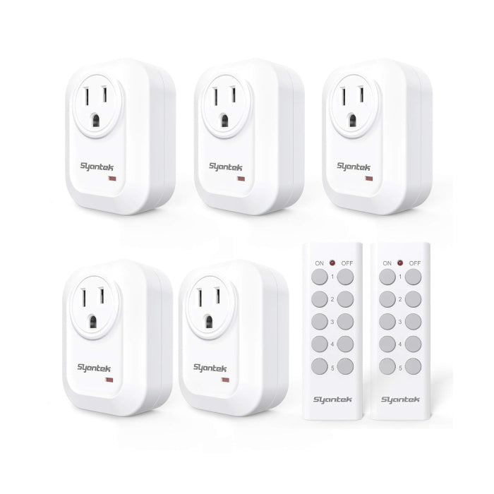 Syantek Remote Control Outlet Kit（5 Outlets + 2 Remotes）